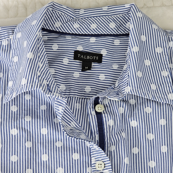 TALBOTS Striped Polka-dot Button-Down Shirt - Picture 13 of 13